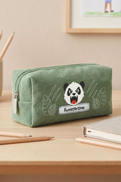 Πράσινη Προσωποποιημένη Κασετίνα με Panda για Μαθητές