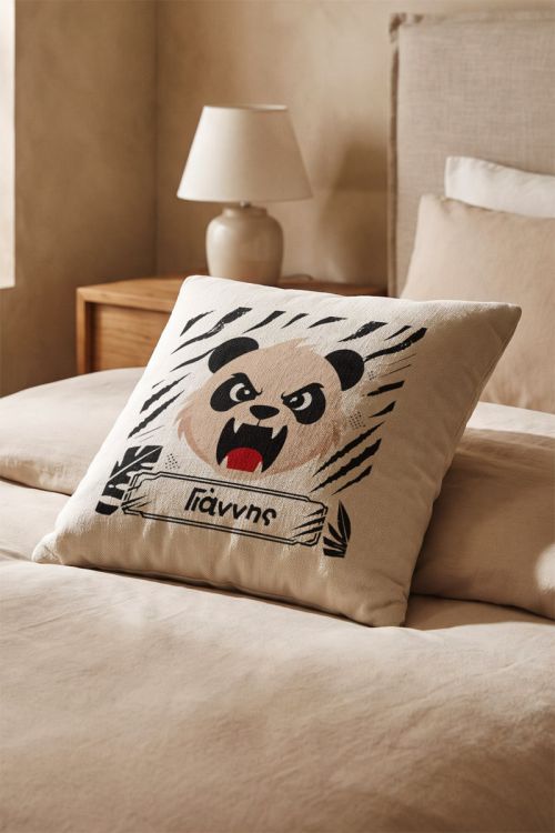 Παιδικό Μαξιλάρι Λινό με Όνομα & Σχέδιο Panda