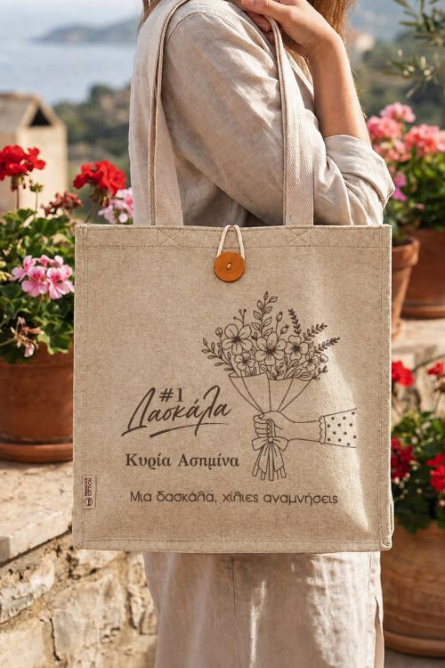 Τσάντα Αγοράς Βαμβακερή, Δώρο Αναμνηστικό για Δασκάλα