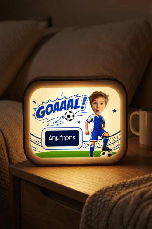 Lightbox – Φωτιστικό LED με Ποδόσφαιρο & Γαλάζια Φανέλα
