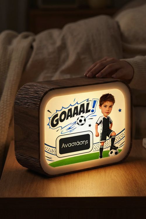 Lightbox – Φωτιστικό LED με Ποδόσφαιρο & Ασπρόμαυρη Φανέλα