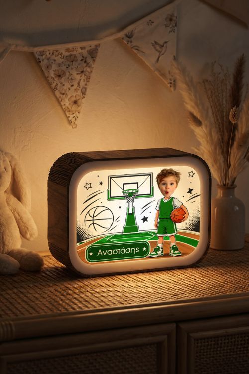 Lightbox – Φωτιστικό LED με Μπάσκετ & Πράσινη Φανέλα
