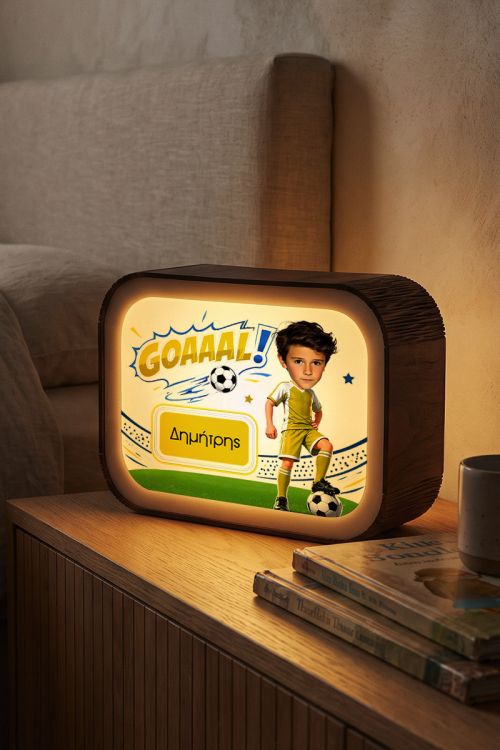Lightbox – Φωτιστικό LED με Ποδόσφαιρο & Κίτρινη Φανέλα