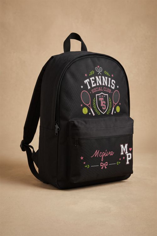 Σχολική Τσάντα Πλάτης Μαύρη για Δημοτικό με Tennis Club