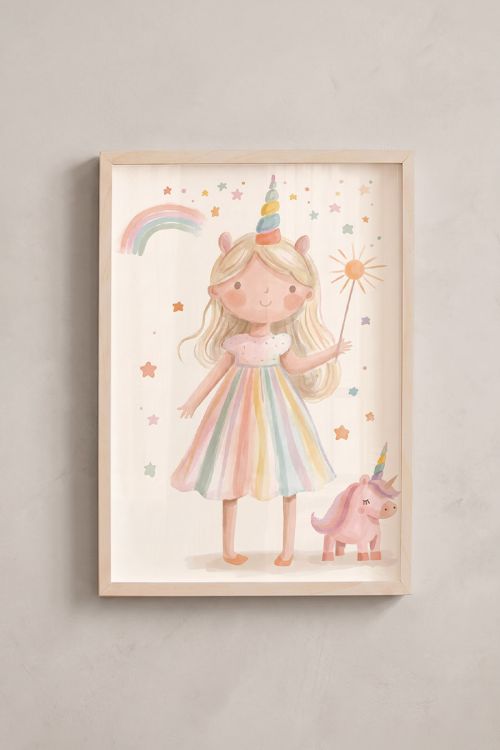 Premium Poster, Unicorn Girl Rainbow Dream