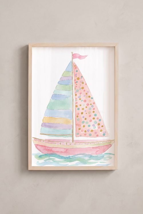 Premium Poster, Whimsical Sailboat Journey