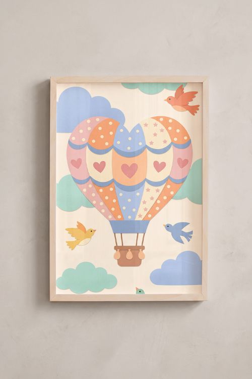 Premium Poster, Heart Balloon Sky