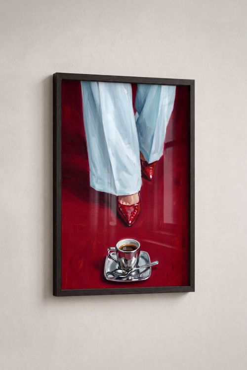 Premium Poster, Red Heels, Black Coffee