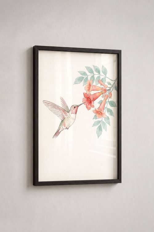 Premium Poster, Hummingbird Nectar Bloom