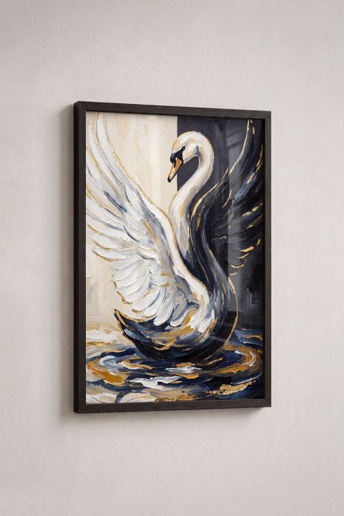Premium Poster, Golden Serenity Swan