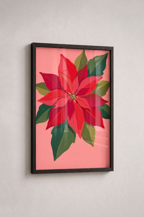 Premium Poster, Festive Poinsettia Bloom