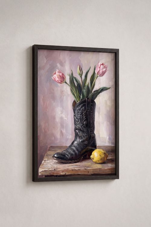 Premium Poster, Tulips in Cowboy Boot