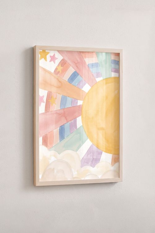 Premium Poster, Watercolor Rainbow Sun