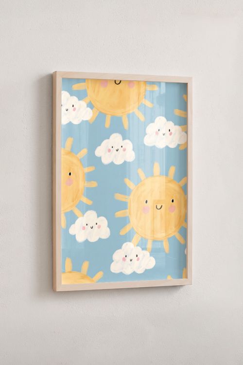 Premium Poster, Happy Sunny Clouds