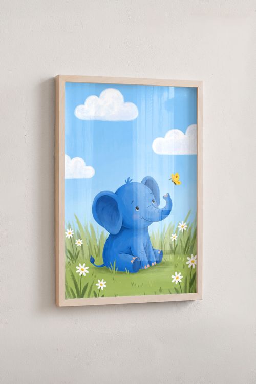 Premium Poster, Little Elephant's Butterfly Friend