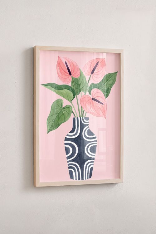 Premium Poster, Blush Anthurium Vase