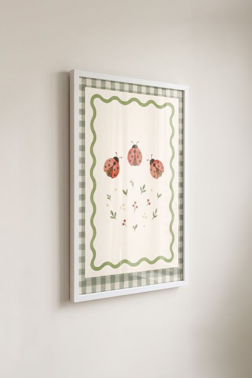 Premium Poster, Gingham Ladybug Garden