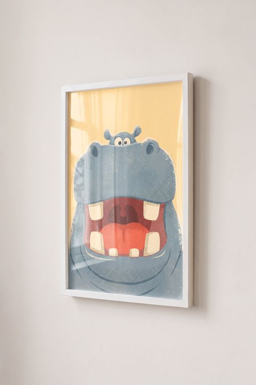 Premium Poster, Happy Hippo Peek