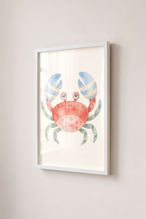 Premium Poster, Watercolor Crab Friend