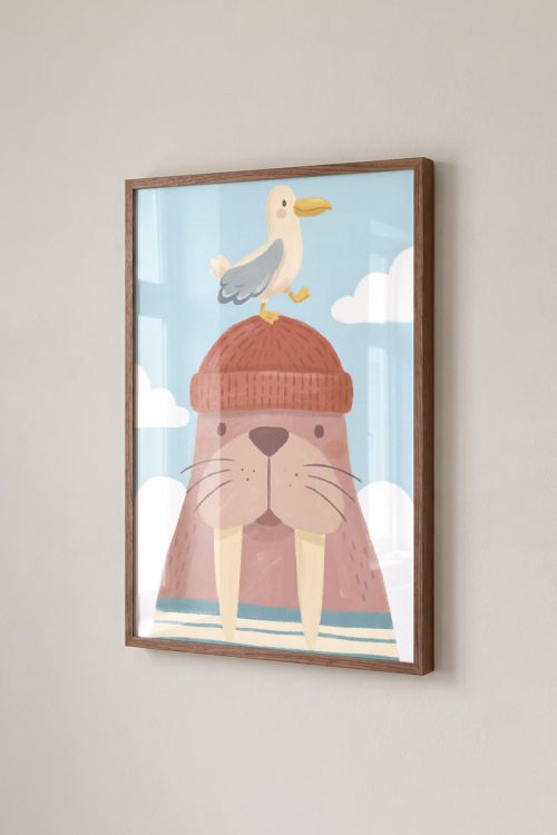 Premium Poster, Walrus & Seagull Friends