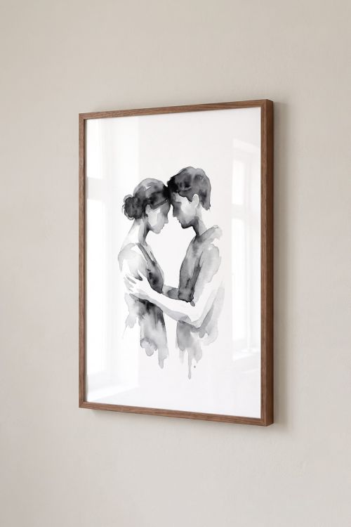 Premium Poster, Tender Embrace Watercolor