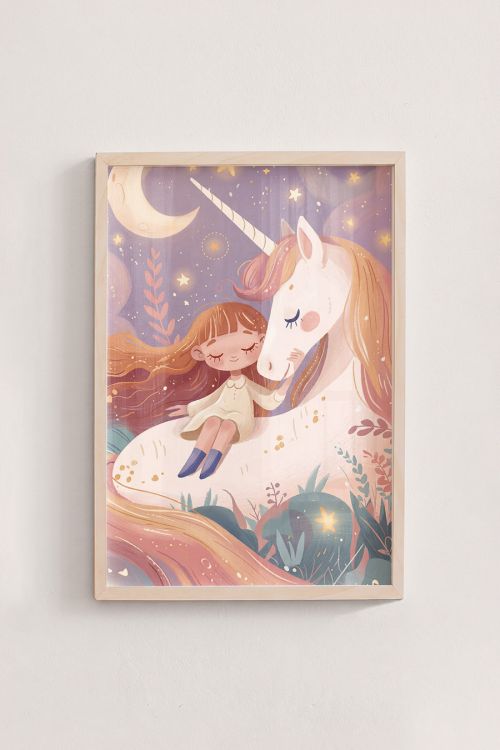 Premium Poster, Moonlit Unicorn Friend