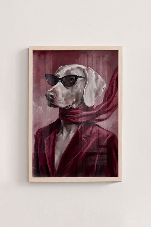 Premium Poster, Crimson Canine Chic