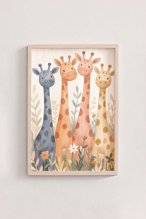 Premium Poster, Giraffe Garden Friends