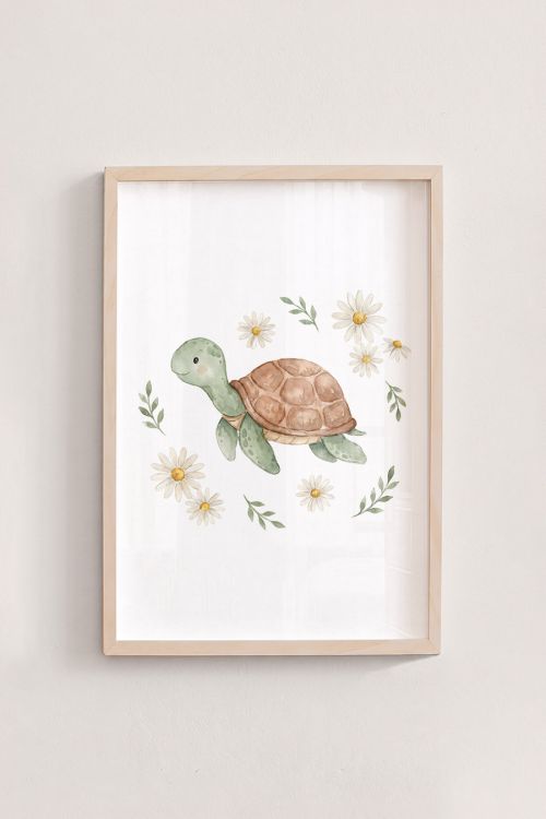 Premium Poster, Sweet Daisy Turtle