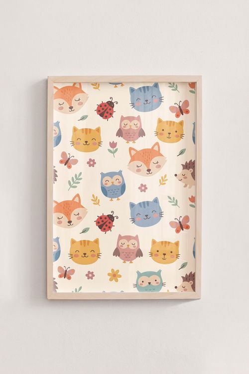 Premium Poster, Woodland Friends Pattern