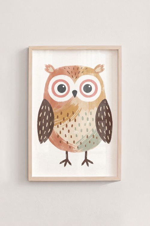 Premium Poster, Whimsical Woodland Owl