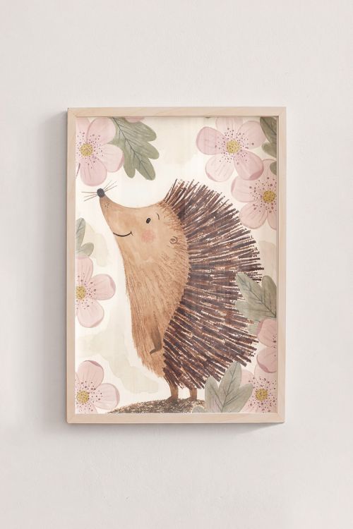 Premium Poster, Hedgehog Floral Whimsy