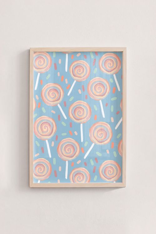 Premium Poster, Pastel Swirl Lollipops
