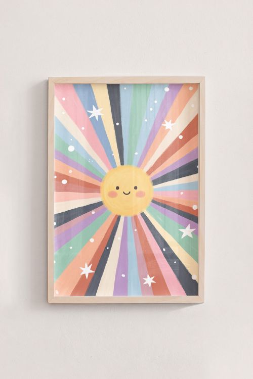 Premium Poster, Happy Sunburst Rainbow