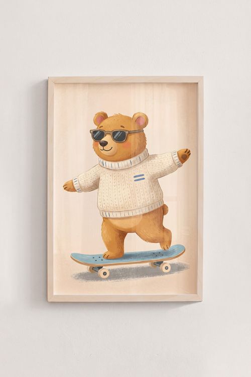 Premium Poster, Cozy Skater Bear