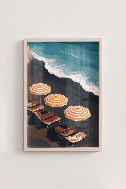Premium Poster, Coastal Umbrellas