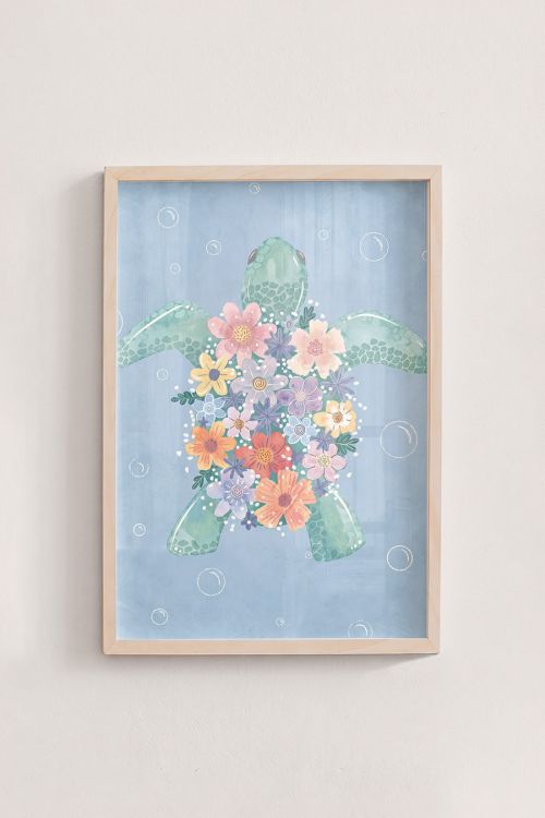 Premium Poster, Ocean Bloom Turtle