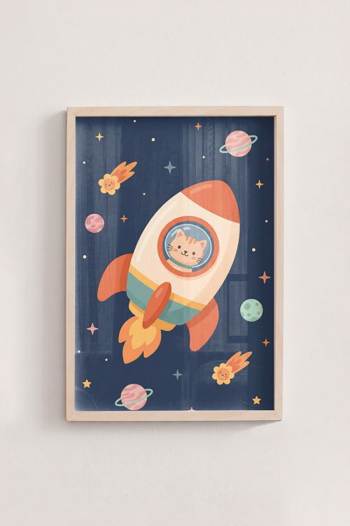 Premium Poster, Cosmic Kitty Flight