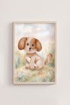 Premium Poster, Watercolor Puppy Meadow