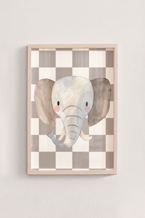 Premium Poster, Sweet Elephant Checkers