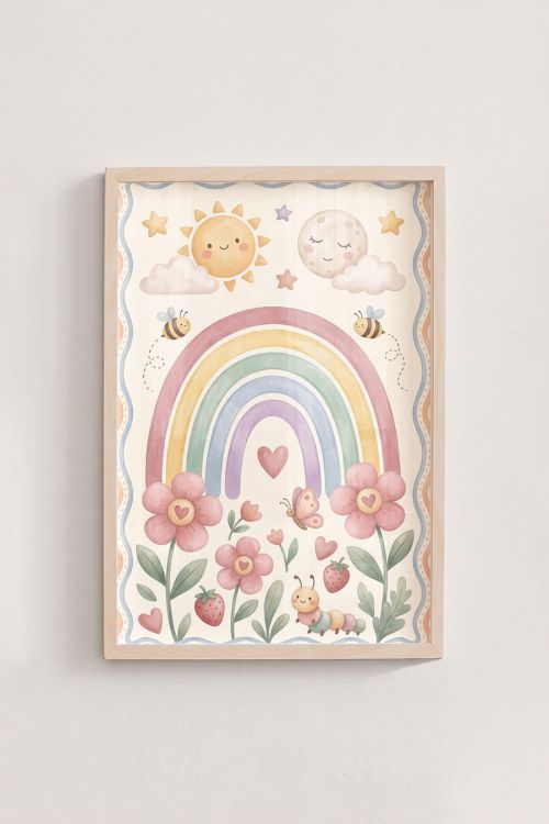 Premium Poster, Whimsical Rainbow Garden