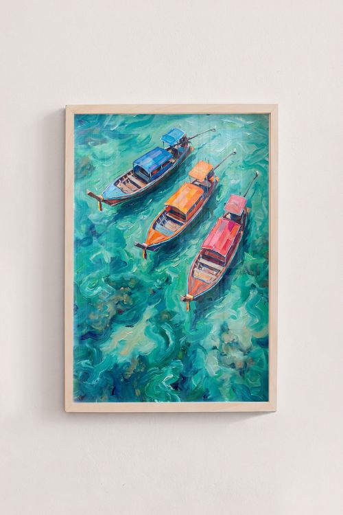 Premium Poster, Tropical Boat Trio