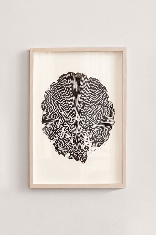 Premium Poster, Fungal Fan Linocut