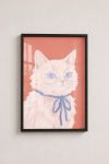 Premium Poster, Blue Bow Feline