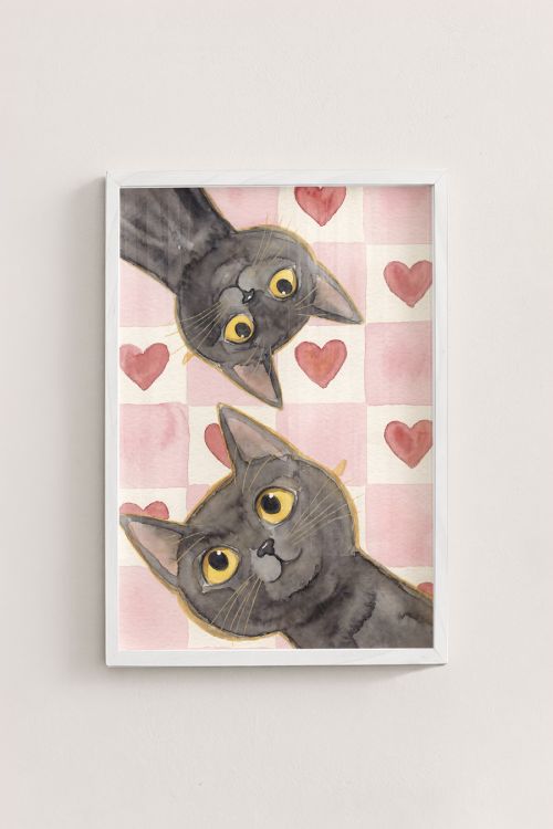 Premium Poster, Sweetheart Peek Cats