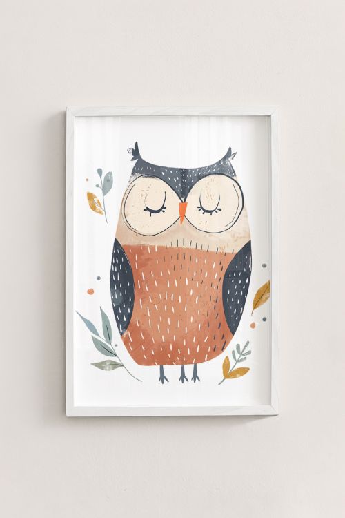 Premium Poster, Sleepy Forest Owl