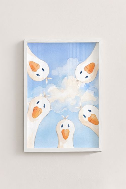 Premium Poster, Curious Geese Sky