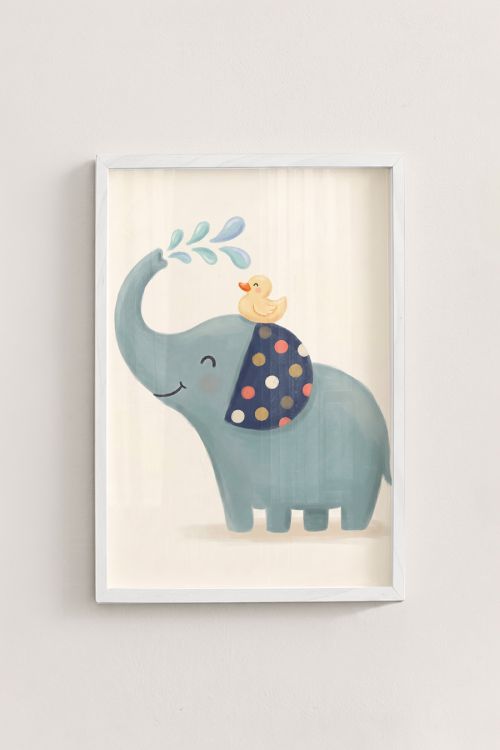 Premium Poster, Elephant Bath Time