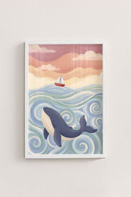 Premium Poster, Whale's Wavy Journey