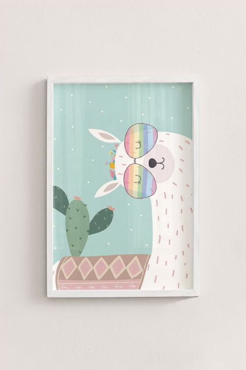 Premium Poster, Rainbow Llama Vibes